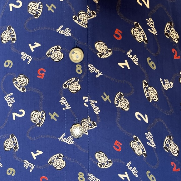 Vintage ZOE California Dress Sz Medium Blue Rotary Phone Fit Flare Maxi 1990's - Picture 16 of 16